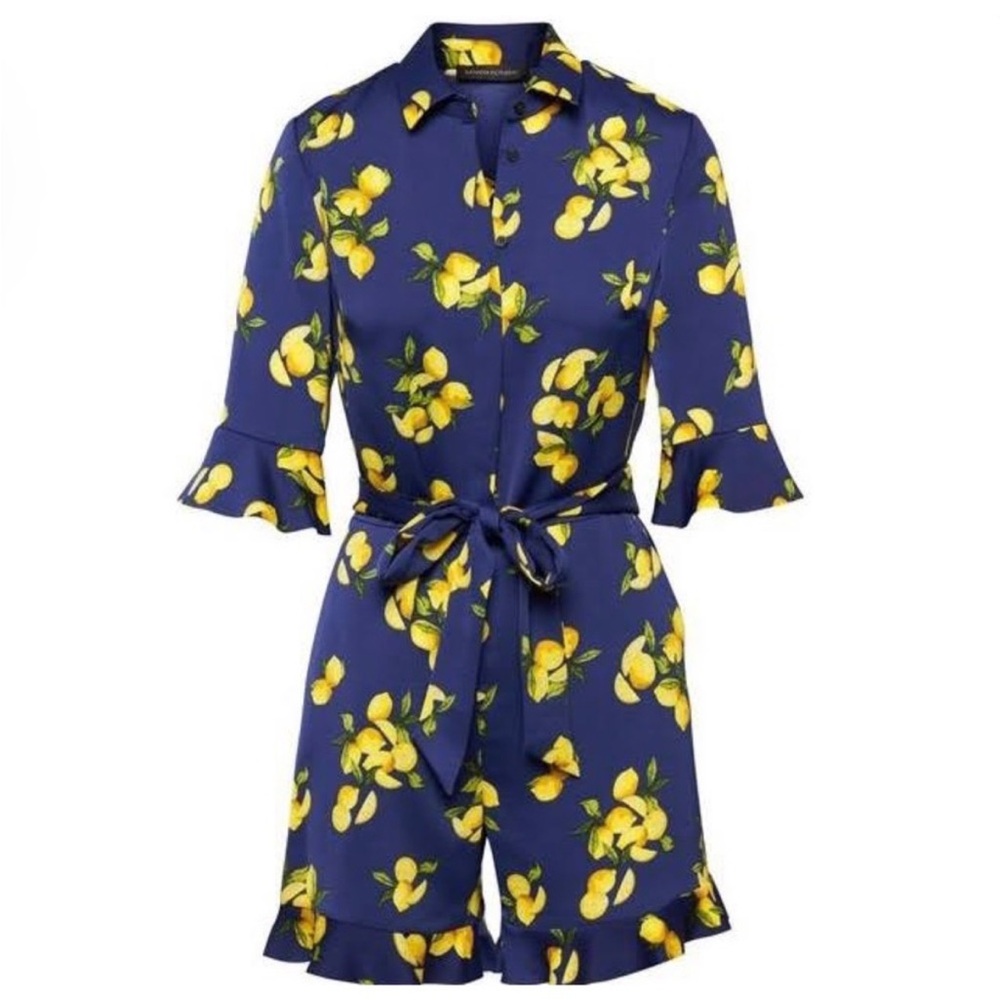 Banana Republic Lemon Print Ruffle Hem Romper